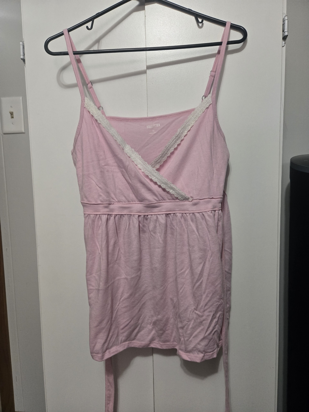 Hollister Light Pink Lace-Trim Babydoll Top